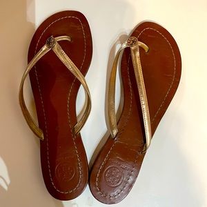 Tory Burch gold flip flops - Size 9M